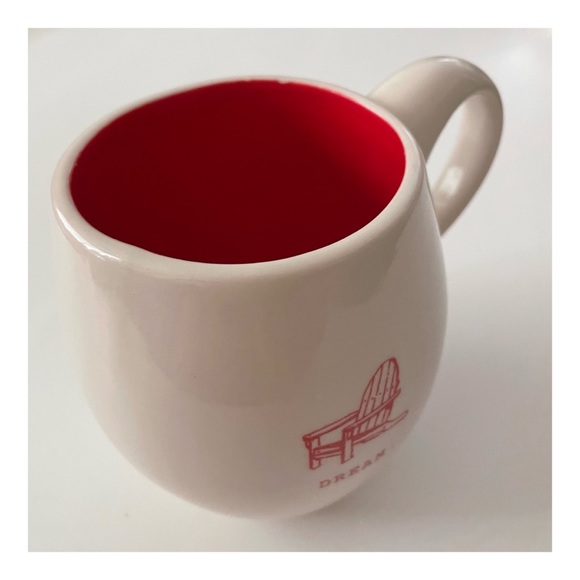 New! Magenta Exclusive Ceramic Coffee Mug DREAM Coastal Graphic in Red & White - Picture 2 of 15